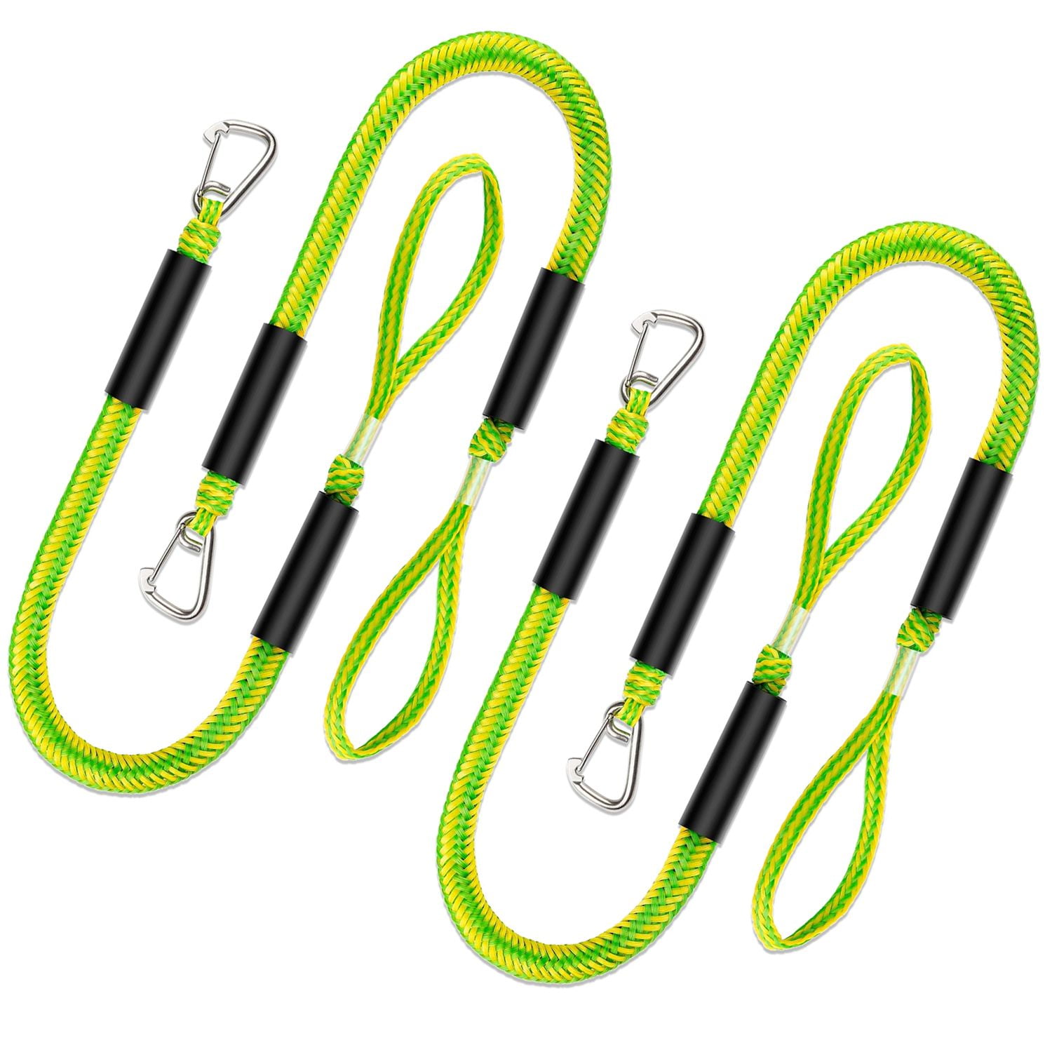 FLOODKING 2 Pack Single Hook Mooring Rope 3FT - Bungee Dock Lines with Bumper for Kayaks, Boats, Jet Skis